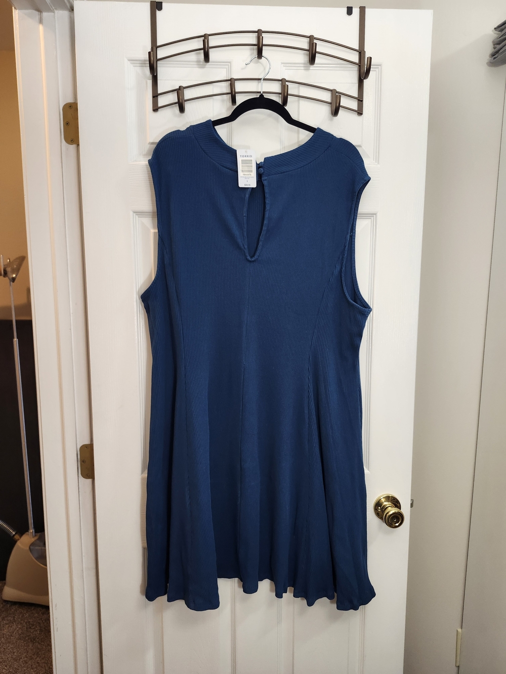 Torrid Sleeveless Midi Swing Dress in Deep Blue with Keyhole Back